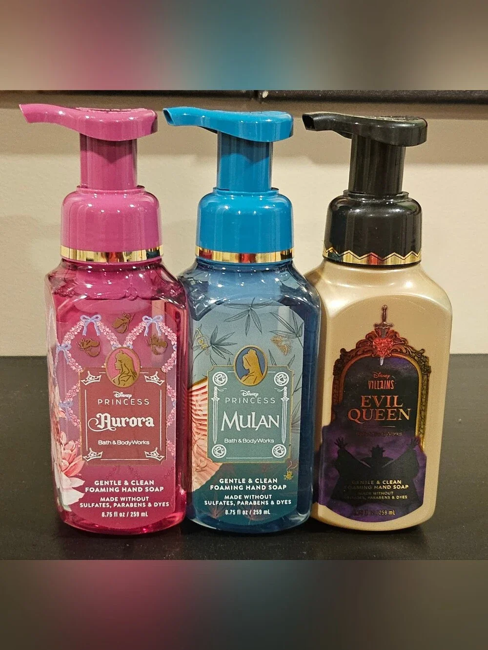 Bath & Body works Disney Princess Aurora Mulan And Evil Queen Foaming hand soap